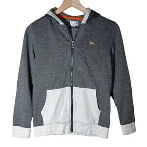 Lucky Brand Girls Gray Tan Zipper Hoodie Jacket Size M